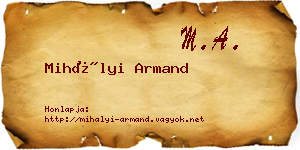 Mihályi Armand névjegykártya